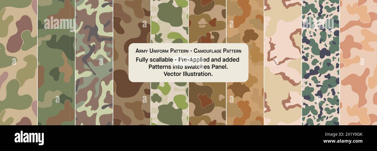 Motif uniforme de l'armée - motif camouflage. Motif vectoriel sans couture Army Uniform Design. illustration vectorielle Illustration de Vecteur