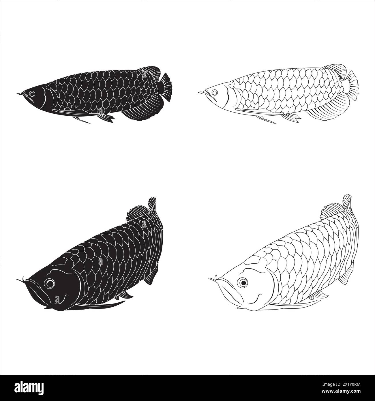 Icône de poisson Arowana illustration vectorielle conception simple Illustration de Vecteur