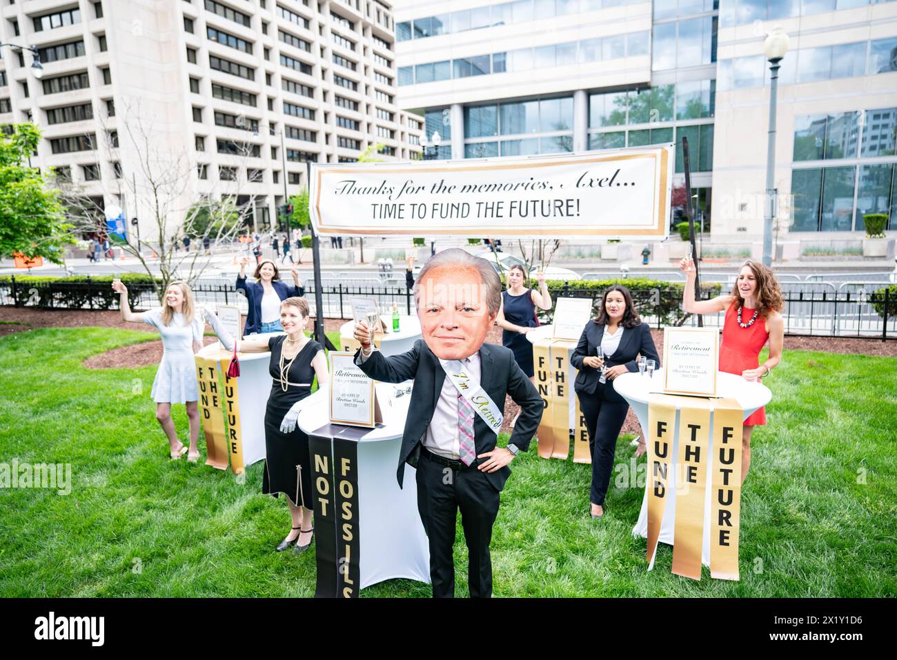 18 avril le FMI et la banque mondiale ayant leur réunion de printemps 2024 à Washington DC Voici quelques photos à côté des protestations des réunions Banque D'Images