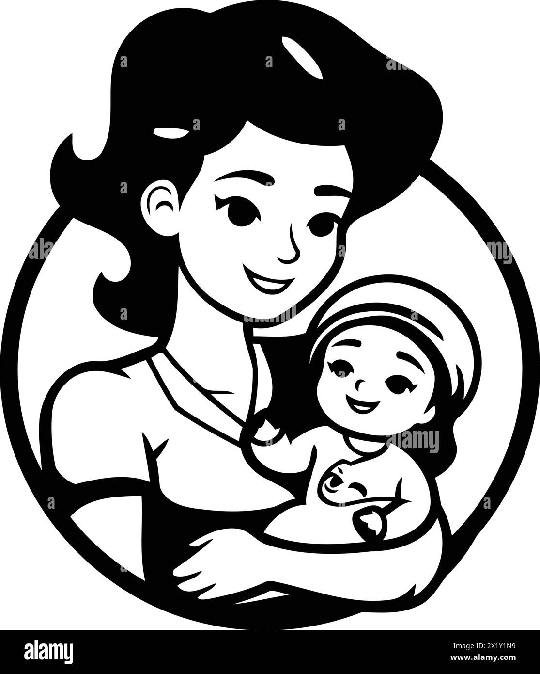 Mère tenant son bébé dans ses bras. Illustration vectorielle dans le style de dessin animé. Illustration de Vecteur