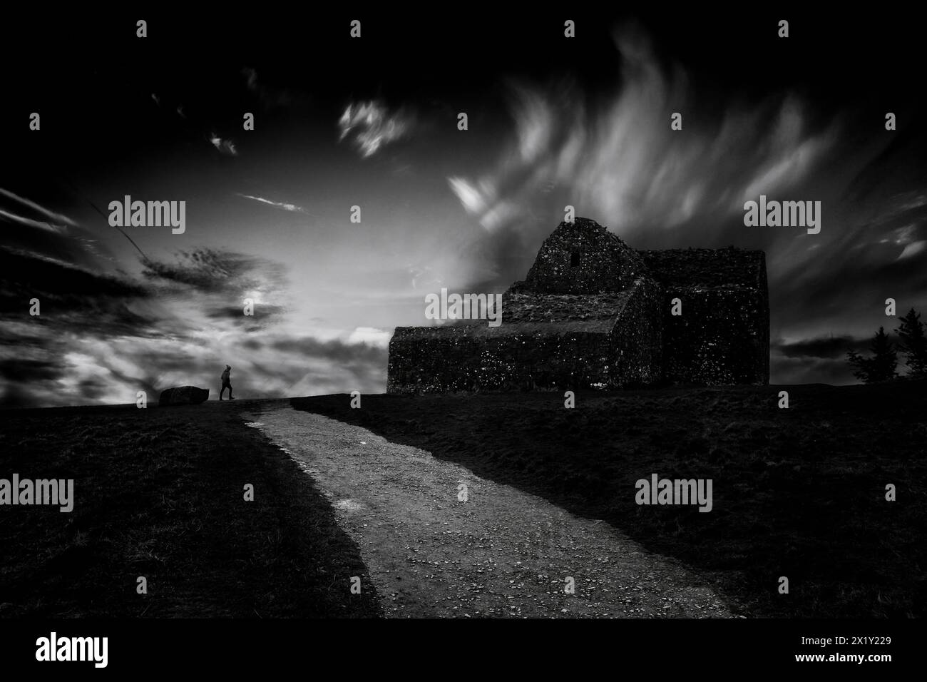 Le Hellfire Club était censé servir à des rites sataniques et à la débauche au XVIIIe siècle. Situé sur Mountpelier Hill dans les montagnes de Dublin, Irlande. Banque D'Images