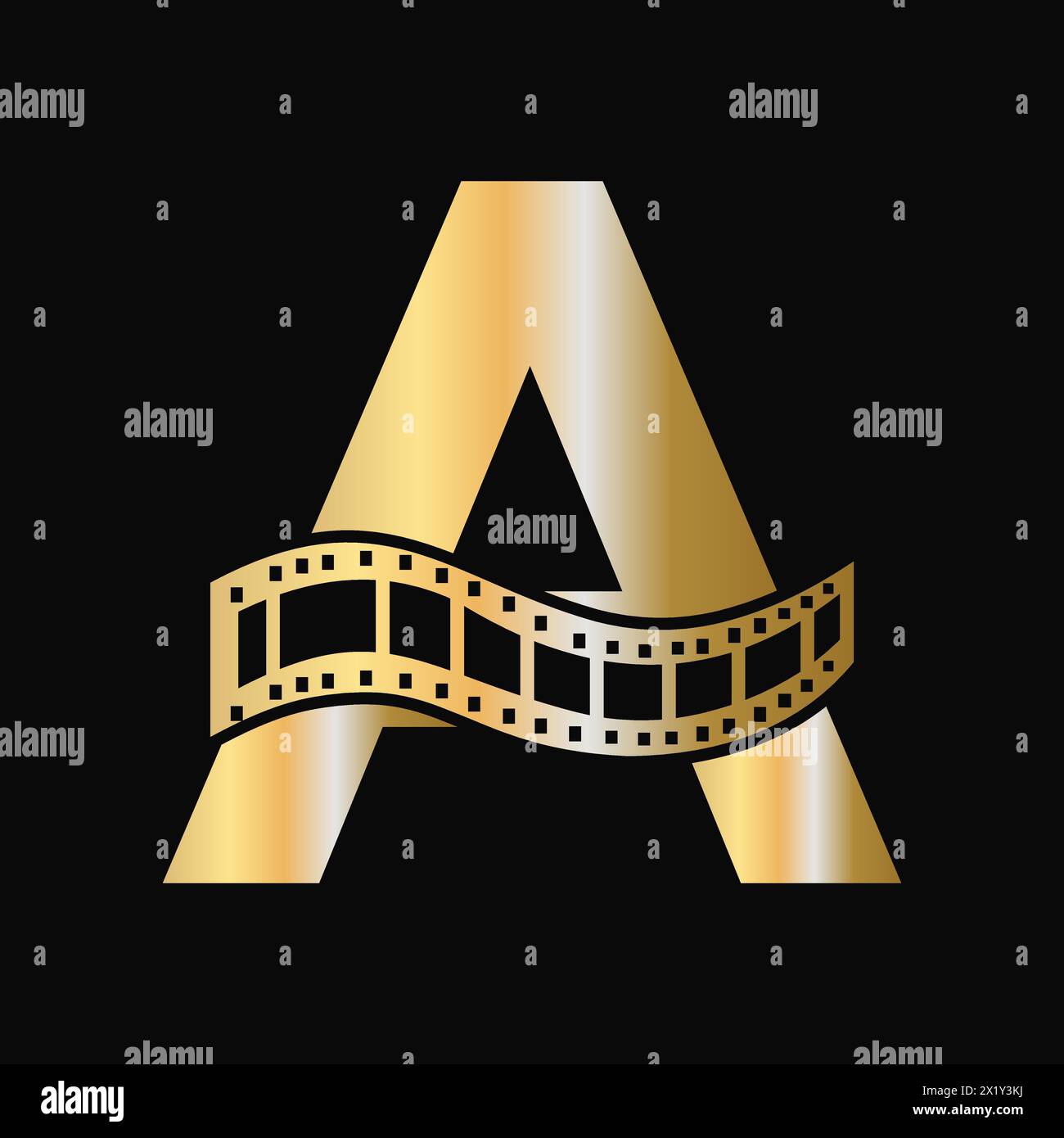 Lettre A avec symbole film Roll. Strip film logo pour Movie Sign and Entertainment concept Illustration de Vecteur