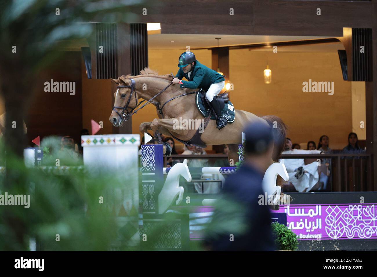 Ramzy Al Duhami d'Arabie Saoudite avec Untouchable 32 lors de la Longines FEI Jumping World Cup™ - finale II à la FEI World Cup™ finale Riyad le 18 avril 2024, Riyad International Convention and Exhibition Center, Royaume d'Arabie Saoudite (photo de Maxime David - MXIMD Pictures) Banque D'Images