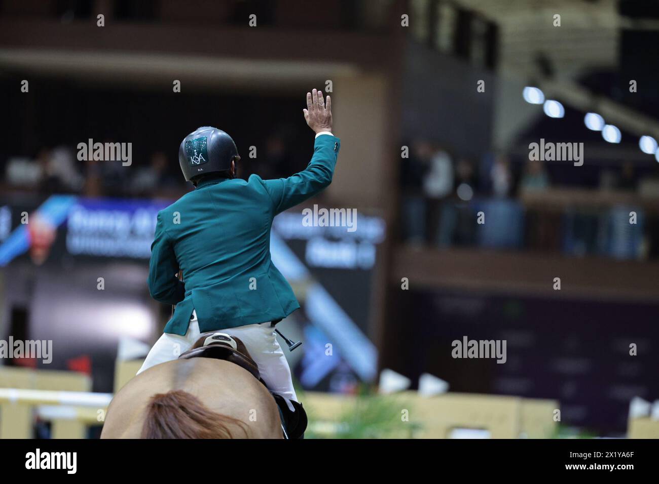 Ramzy Al Duhami d'Arabie Saoudite avec Untouchable 32 lors de la Longines FEI Jumping World Cup™ - finale II à la FEI World Cup™ finale Riyad le 18 avril 2024, Riyad International Convention and Exhibition Center, Royaume d'Arabie Saoudite (photo de Maxime David - MXIMD Pictures) Banque D'Images