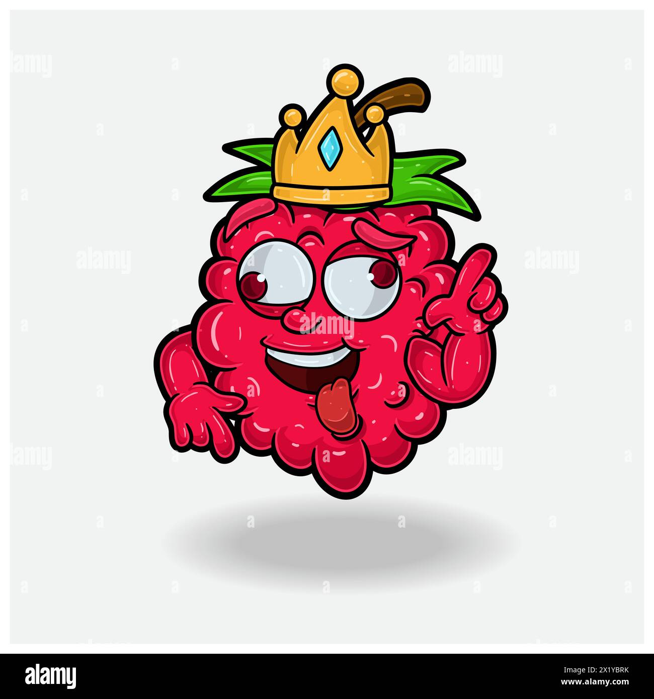 Expression folle avec Raspberry fruit Crown Mascot Character Cartoon. Illustrations vectorielles Illustration de Vecteur