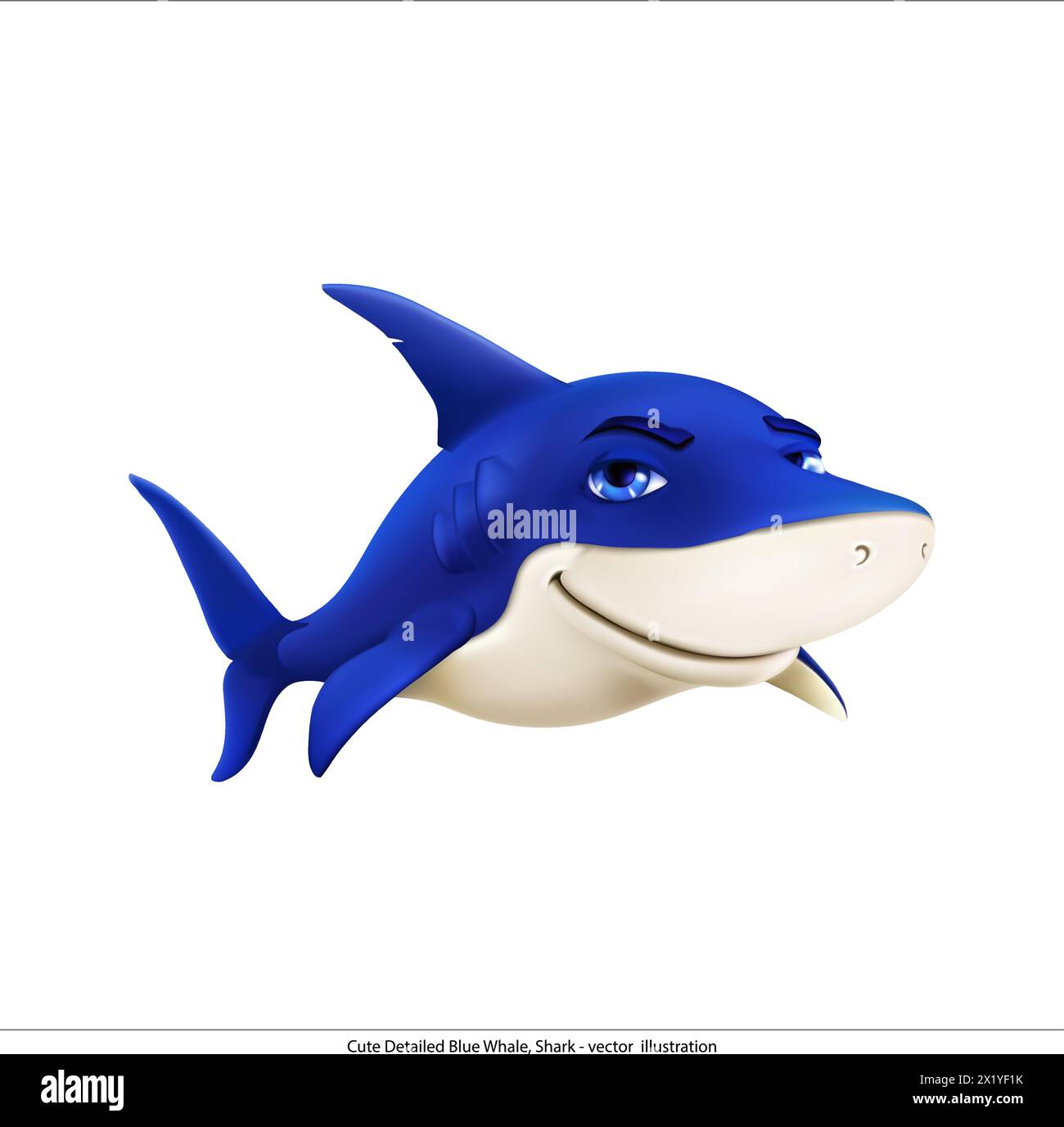 Jolie baleine bleue détaillée, requin - illustration vectorielle Illustration de Vecteur