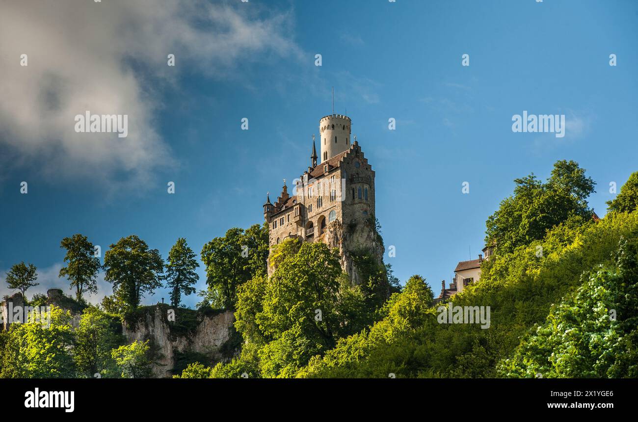 Le château de Lichtenstein n'a été construit qu'au XIXe siècle. Au cours du romantisme dans le style néo-gothique, inspiré par le roman chevalier "Licht Banque D'Images