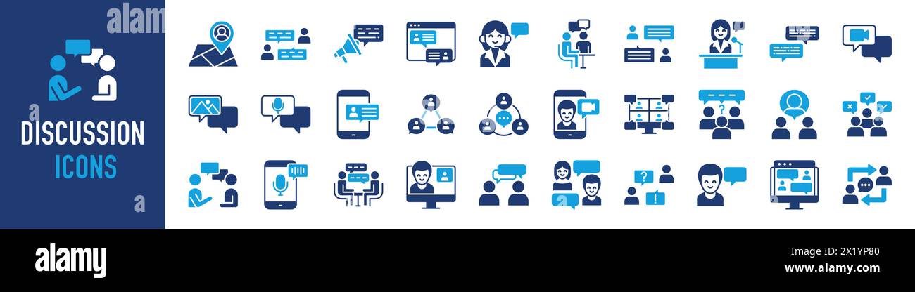 Icônes de discussion définies. Communication, bulle de discours, conversation, bavardage, réunion, chat, illustration vectorielle d'icône sociale Illustration de Vecteur Icônes de discussion définies. Communication, bulle de discours, conversation, bavardage, réunion, chat, illustration vectorielle d'icône sociale Illustration de Vecteur