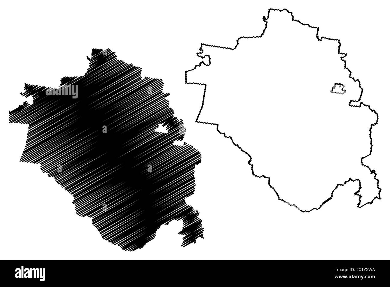 South Burnett Region (Commonwealth of Australia, Queensland State) illustration vectorielle, croquis griffonnant carte South Burnett Illustration de Vecteur