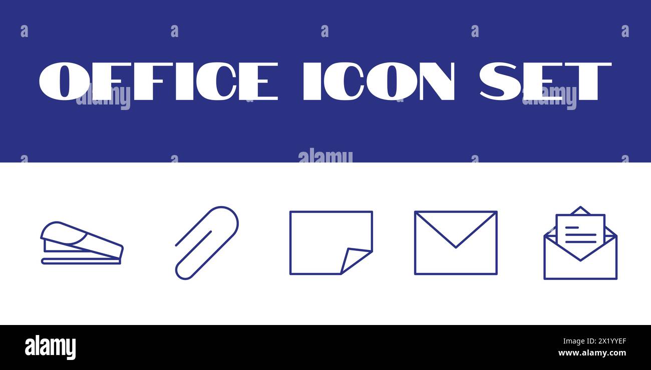 Configuration des icônes du bureau de ligne Configuration des icônes d'illustration professionnelle du bureau vectoriel Illustration de Vecteur