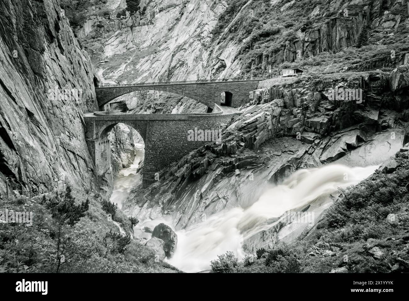 Gorge de Schöllenen ; canton d'Uri, Suisse Banque D'Images