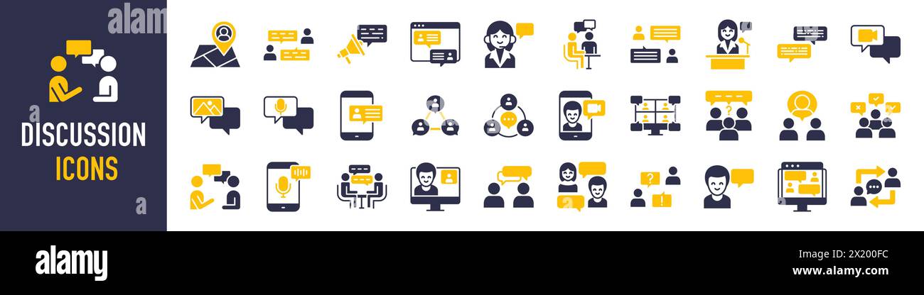 Icônes de discussion définies. Communication, bulle de discours, conversation, bavardage, réunion, chat, illustration vectorielle d'icône sociale Illustration de Vecteur Icônes de discussion définies. Communication, bulle de discours, conversation, bavardage, réunion, chat, illustration vectorielle d'icône sociale Illustration de Vecteur