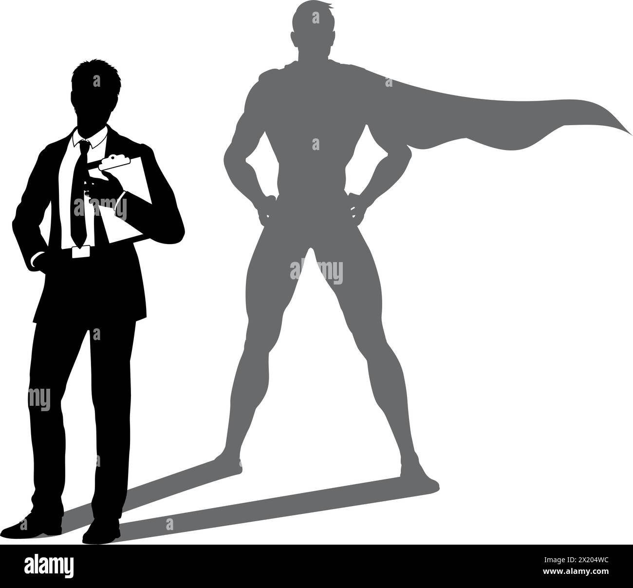 Super héros Business Man avec Super Hero Shadow Illustration de Vecteur