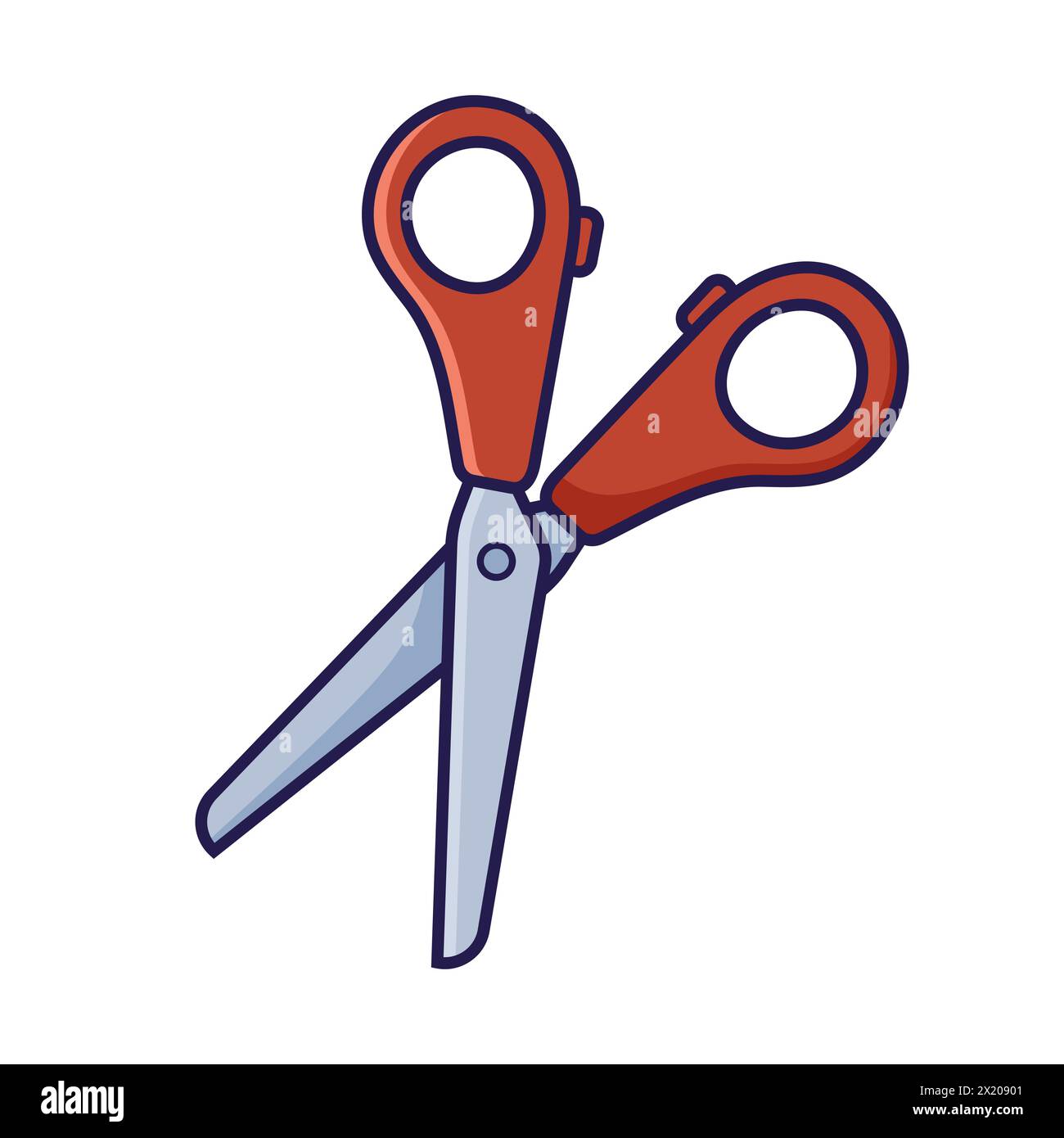 Icône ciseaux. Illustration vectorielle isolée de papeterie de bureau, équipement, outil dans le style de dessin animé plat. Illustration de Vecteur