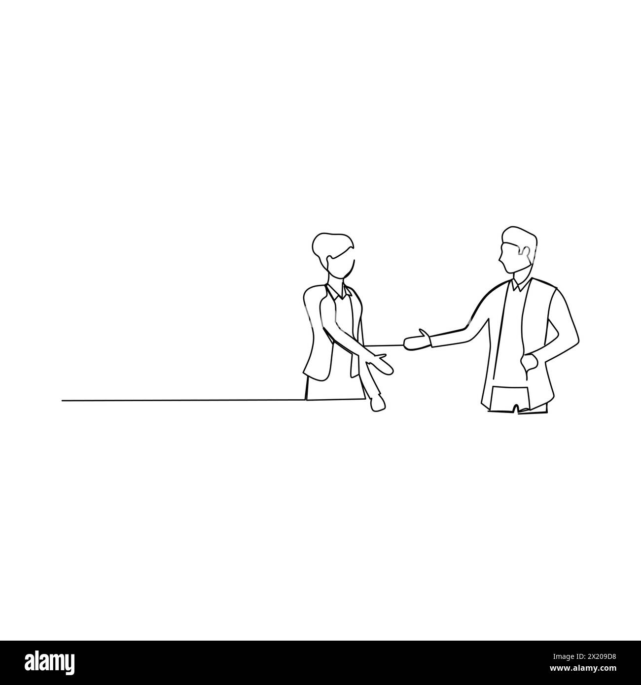Homme d'affaires parlant à son collègue. Communication efficace dans le concept d'entreprise. Illustration vectorielle de dessin de ligne continue simple Illustration de Vecteur