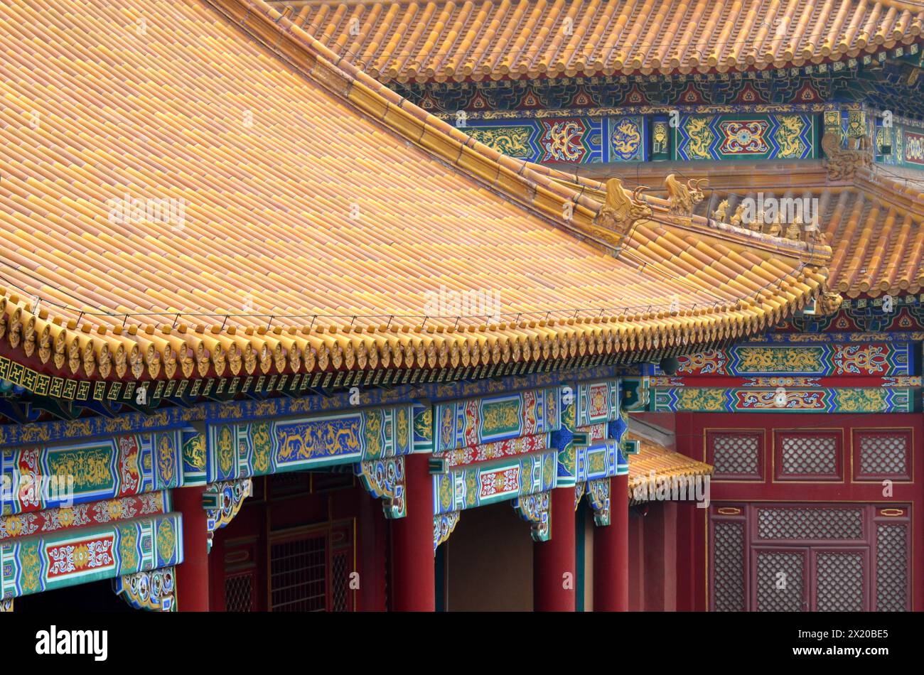 CHINE.PÉKIN.LA VILLE INTERDITE, AUTREFOIS UTILISÉE UNIQUEMENT PAR LES EMPEREURS ET LEURS FAMILLES, A ÉTÉ OUVERTE AU PUBLIC POUR LA PREMIÈRE FOIS EN 1949.DANS 70HA, IL Y EN A 9 Banque D'Images