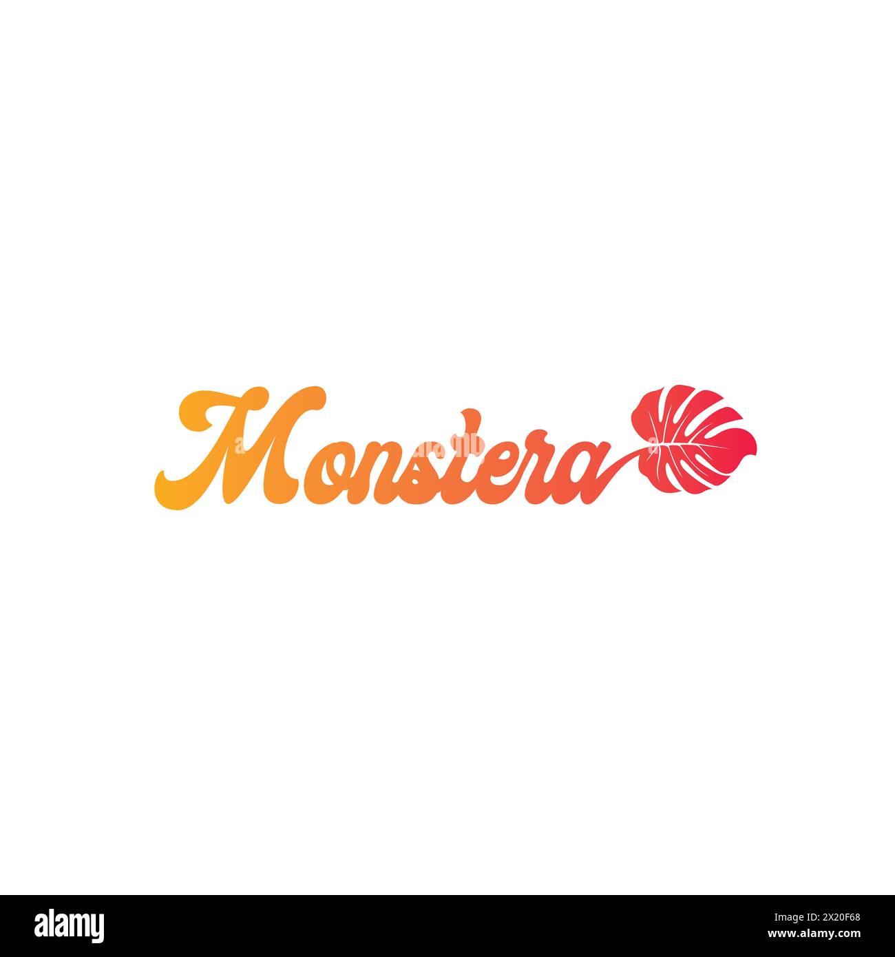 Belle typographie Monstera logo. Icône feuille Illustration de Vecteur