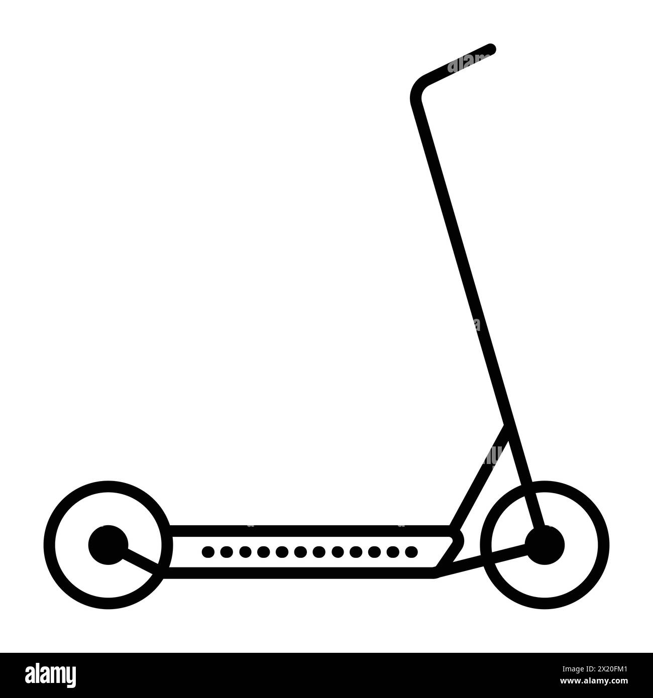 Icône de vecteur de ligne noire de scooter électrique, transport mobile moderne, pictogramme de vue latérale, véhicule à deux roues Illustration de Vecteur