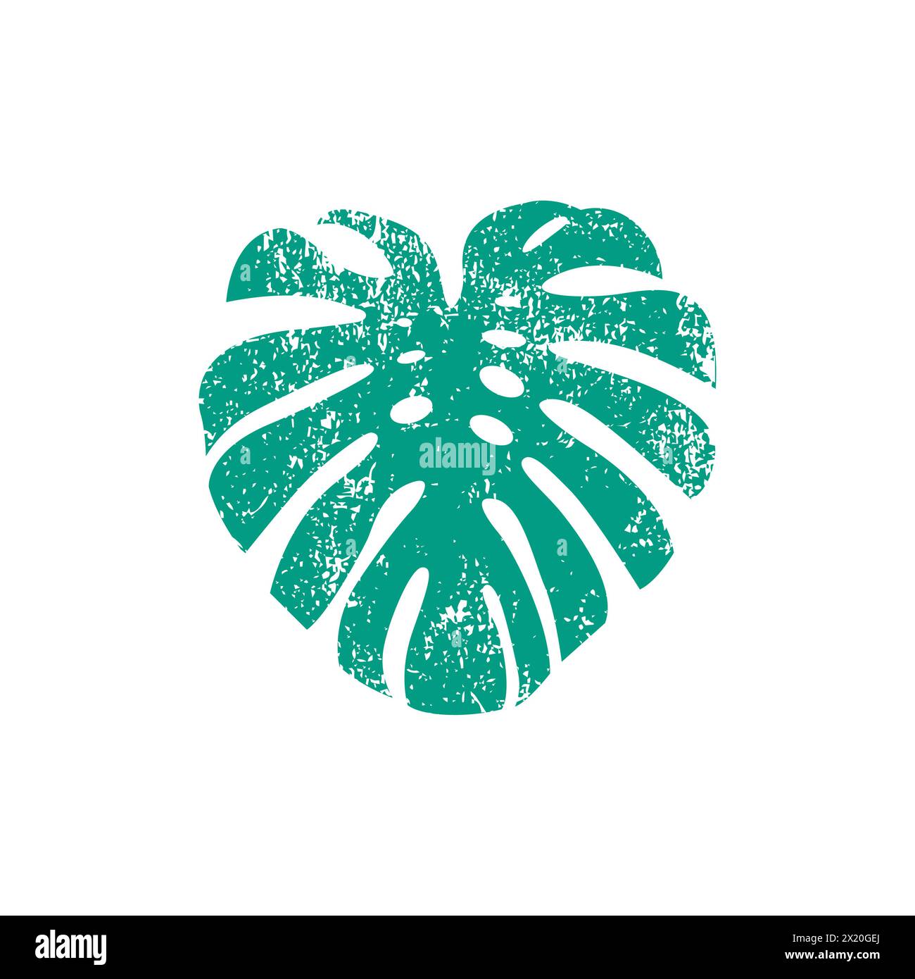 Monstera Leaf Grunge Vector Design. Icône feuille Illustration de Vecteur