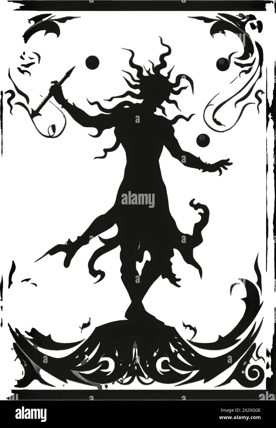 Illustration vectorielle d'un clown, bouffon, écuyer en silhouette noire sur un fond blanc propre, capturant les formes gracieuses de ce vecteur. Illustration de Vecteur