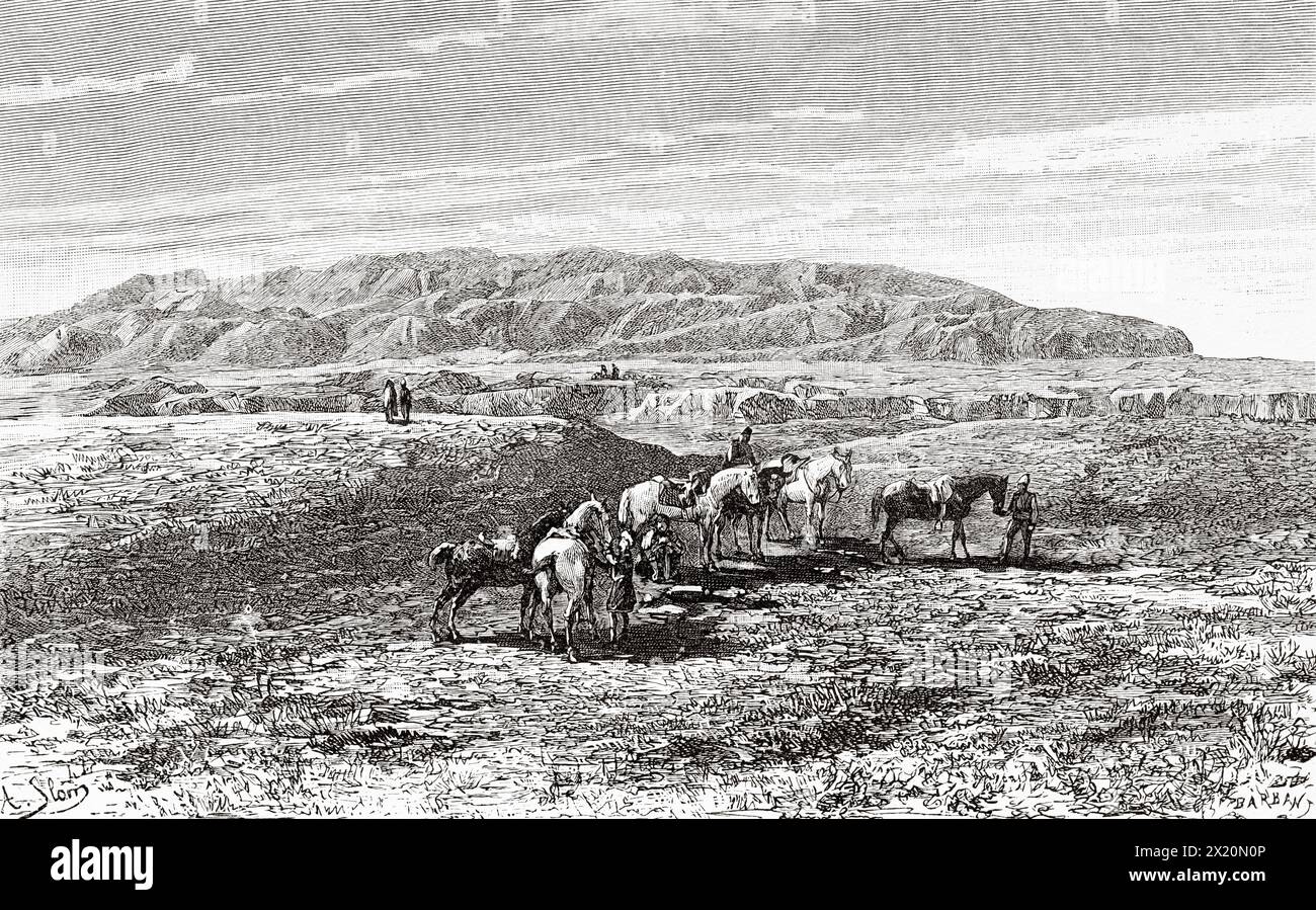 Ruines du temple de Zeus Belus à Babil, Irak. Moyen-Orient. Dessin de SLOM (1844 - 1909) Perse, Chaldée et Susiana 1881-1882 de Jane Dieulafoy (1851 - 1916) le Tour du monde 1886 Banque D'Images