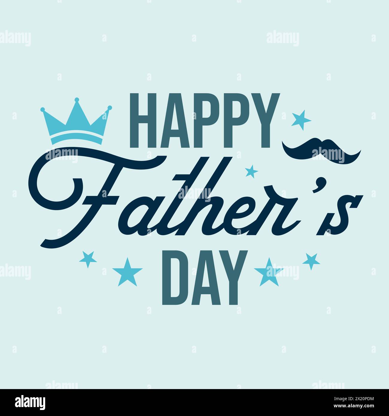 Joyeux jour des pères conception de typographie avec une moustache, une couronne et des étoiles. Papa mon illustration roi. Meilleur motif papa jamais t-shirt. Fête des pères célébrant Illustration de Vecteur