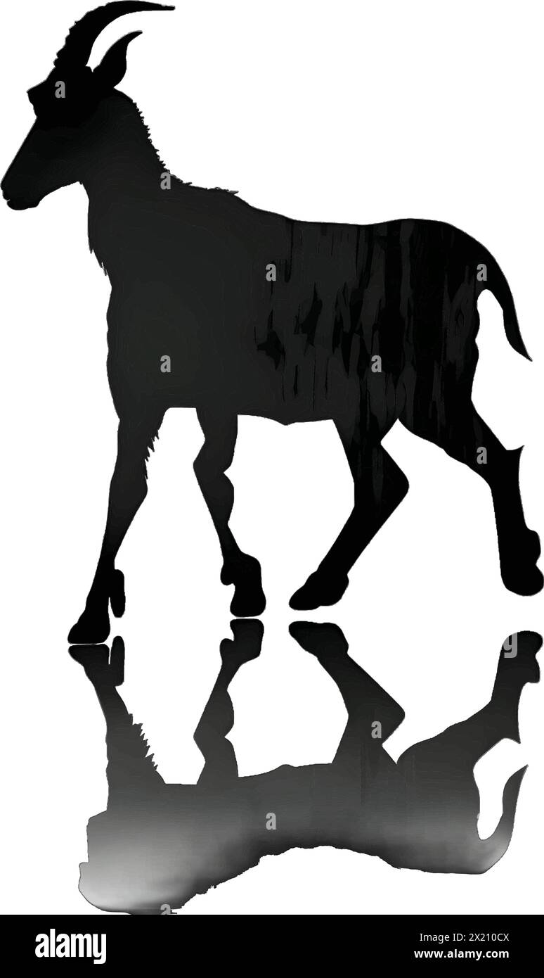 Illustration vectorielle d'une chèvre en silhouette noire sur un fond blanc propre, capturant des formes gracieuses. Illustration de Vecteur
