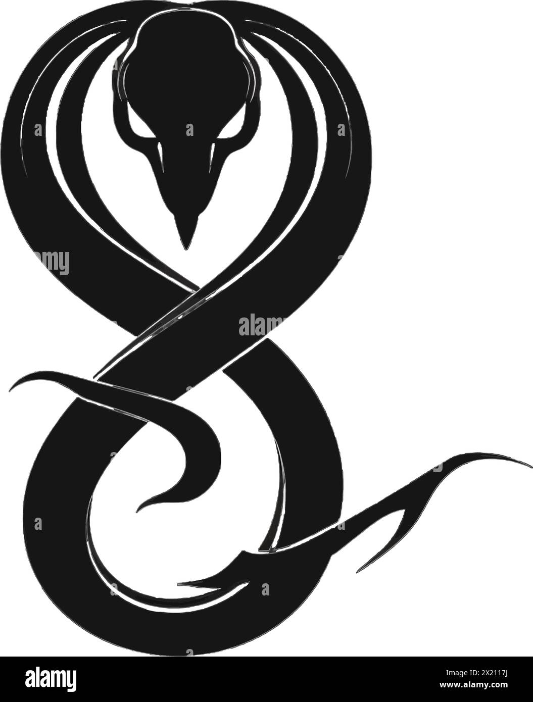 Illustration vectorielle d'un serpent en silhouette noire sur un fond blanc propre, capturant les formes gracieuses de ce vecteur. Illustration de Vecteur