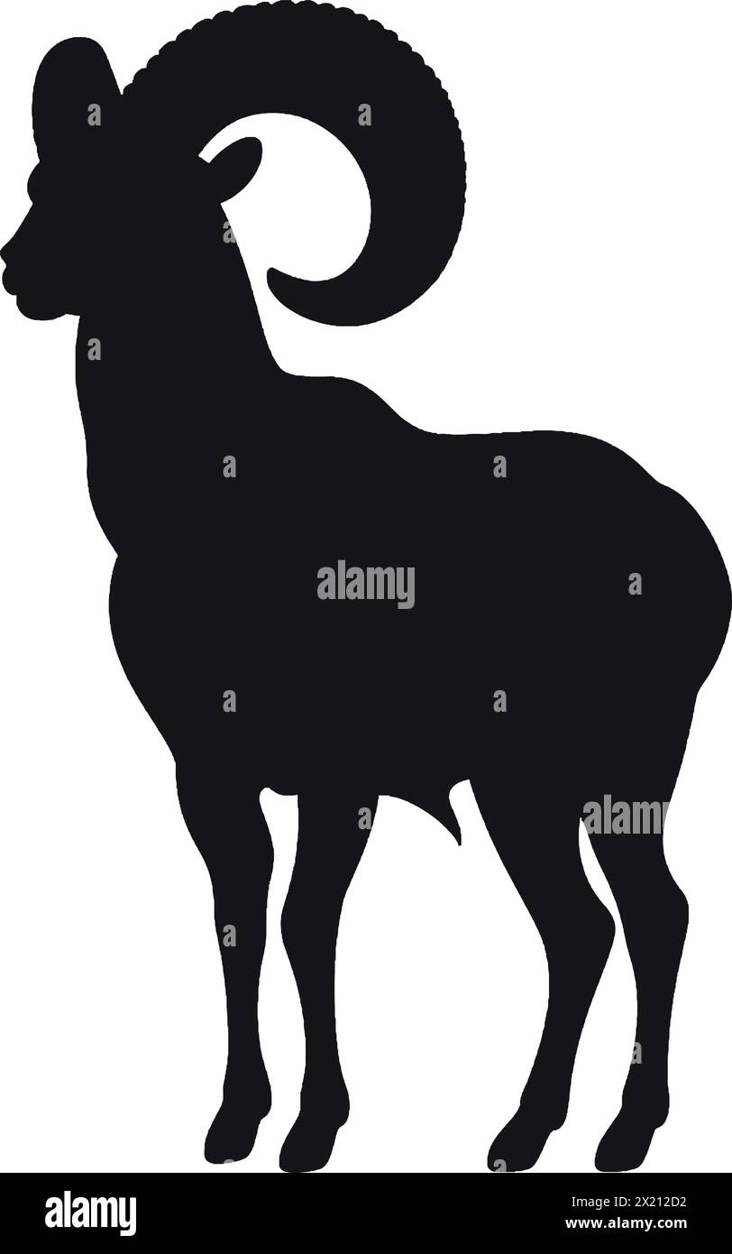 Illustration vectorielle d'une chèvre en silhouette noire sur un fond blanc propre, capturant les formes gracieuses de ce vecteur. Illustration de Vecteur