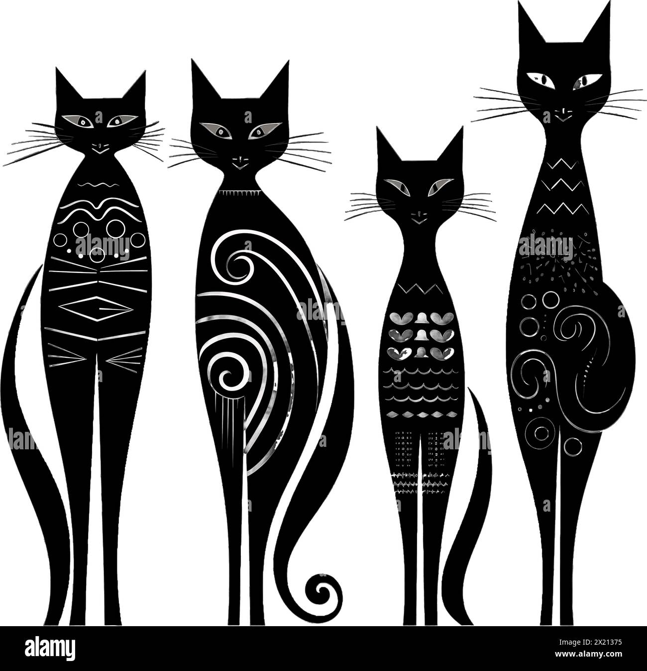 Illustration vectorielle d'un chat abstrait en silhouette noire sur un fond blanc propre, capturant les formes gracieuses de ce vecteur. Illustration de Vecteur