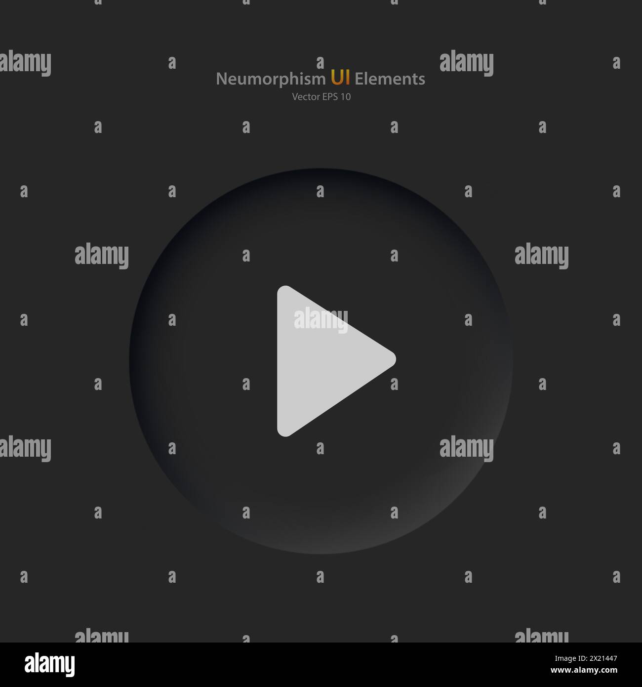 Un bouton rond avec un symbole de lecture sur fond noir. Illustration de Vecteur