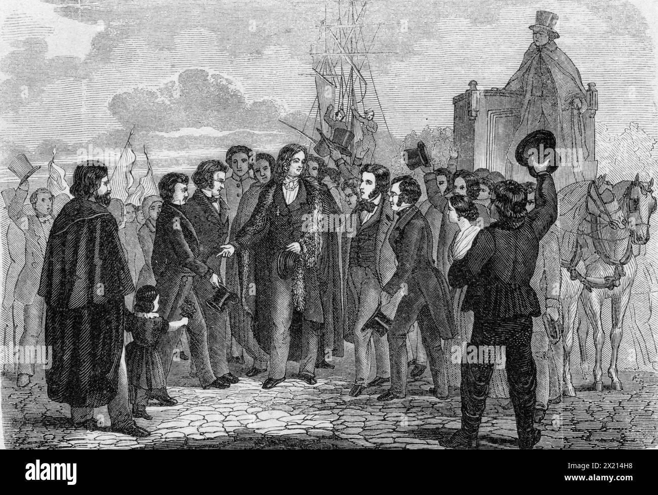 Thorvaldsen, Bertel, 19.11.1770 - 24.3,1844, sculpteur danois, arrivée et réception à Copenhague, AUTORISATION-DROITS-SUPPLÉMENTAIRES-INFO-NON-DISPONIBLE Banque D'Images