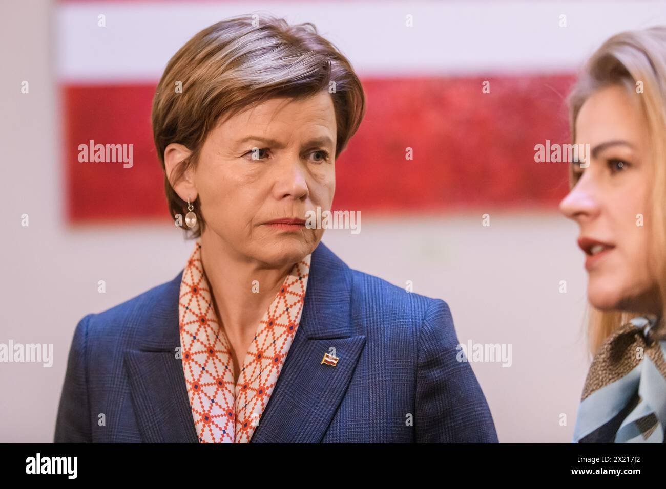 RIGA, Lettonie. 19 avril 2024. Baiba Braze, Ministre des affaires étrangères nouvellement élu de la Lettonie. Crédit : Gints Ivuskans/Alamy Live News Banque D'Images