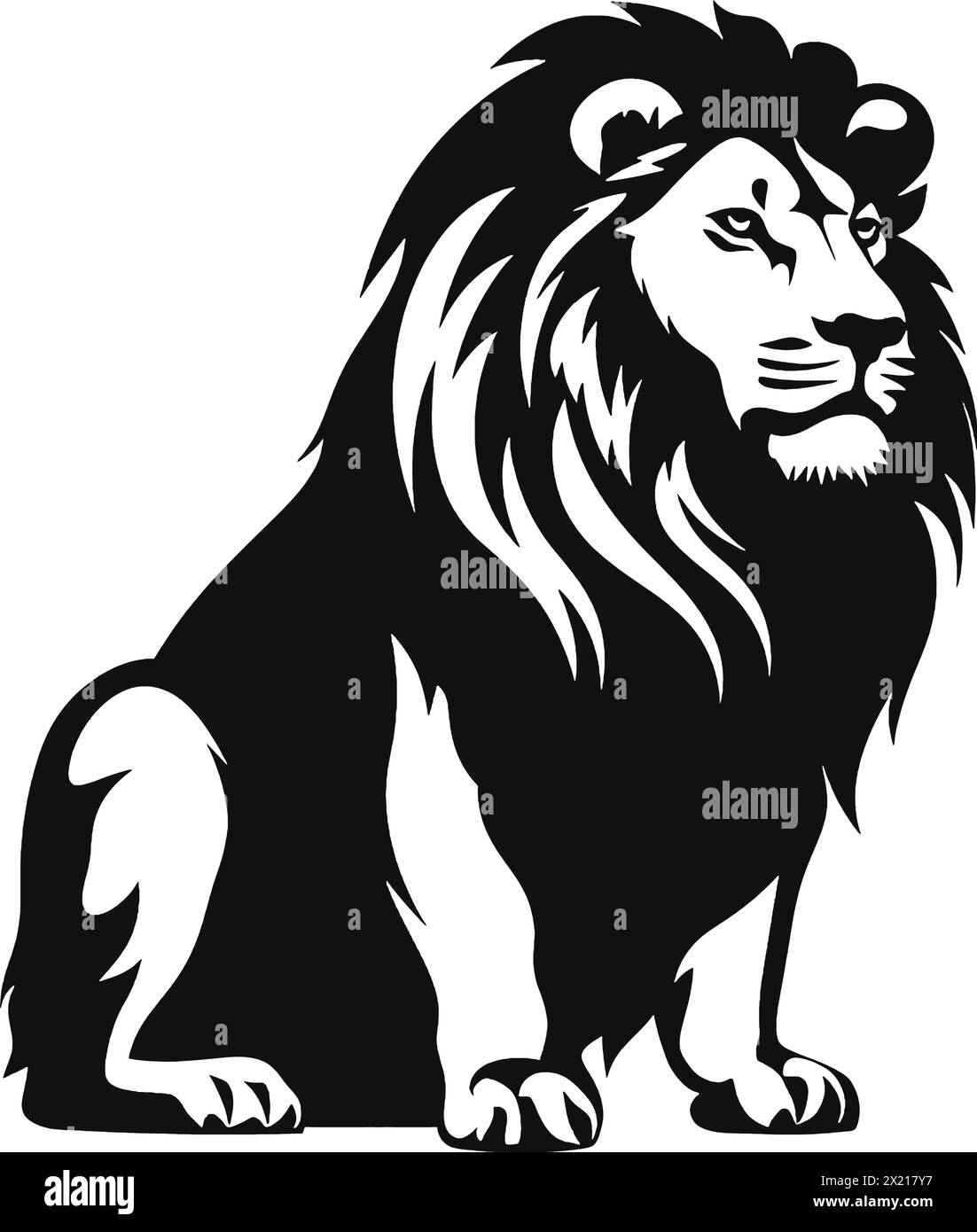 Illustration vectorielle d'un lion en silhouette noire sur un fond blanc propre, capturant des formes gracieuses. Illustration de Vecteur
