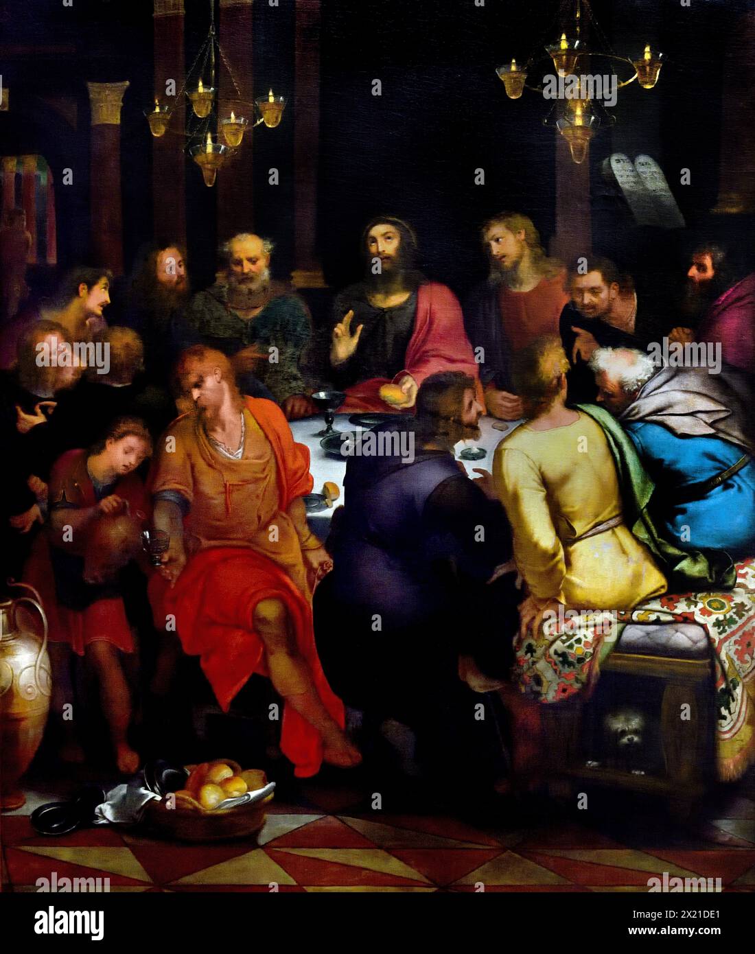 Dernière Cène 1592 de Otto van Veen (1556-1629), la Cathédrale notre-Dame - onze-Lieve-Vrouwekathedraal, ) Anvers, Belgique, belge . ( 1352 construction terminée en 1521) gothique . Dernier souper, apôtre, apôtres, le dernier souper, Jésus a partagé avec ses apôtres, Jérusalem, avant sa crucifixion Banque D'Images