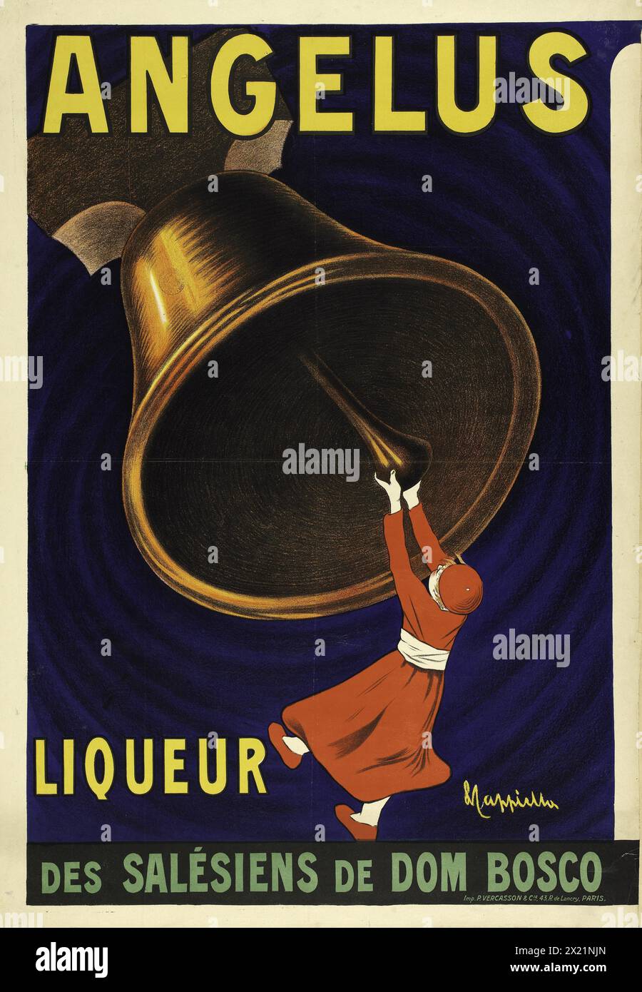 Angelus, liqueur des Salésiens de Dom Bosco - affiche vintage Leonetto Cappiello, 1911 - publicité pour alcool vintage. Banque D'Images