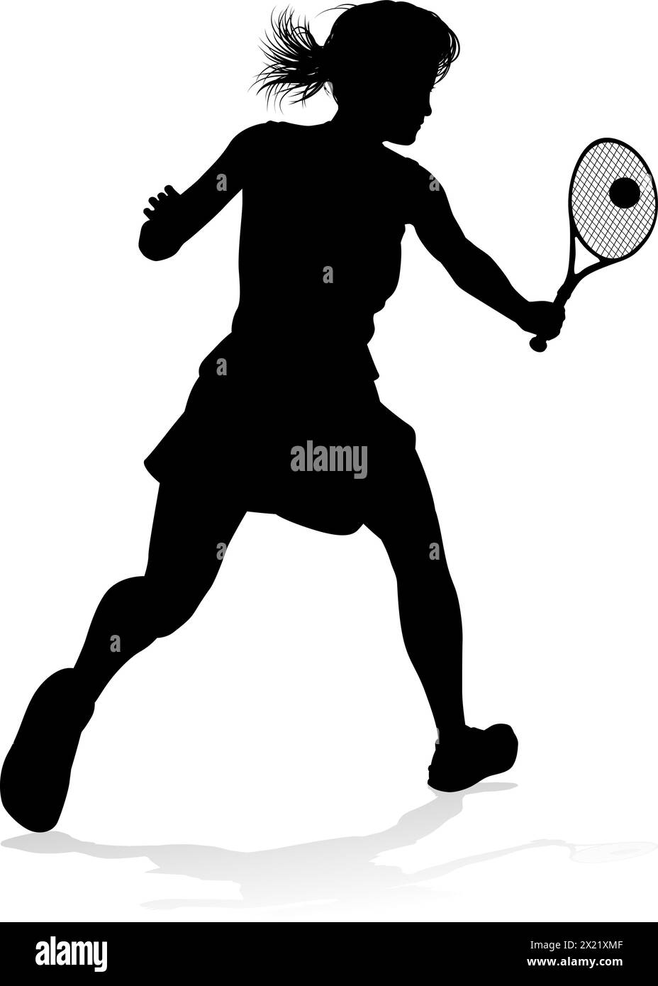 Tennis Player Woman Sport Person Silhouette Illustration de Vecteur