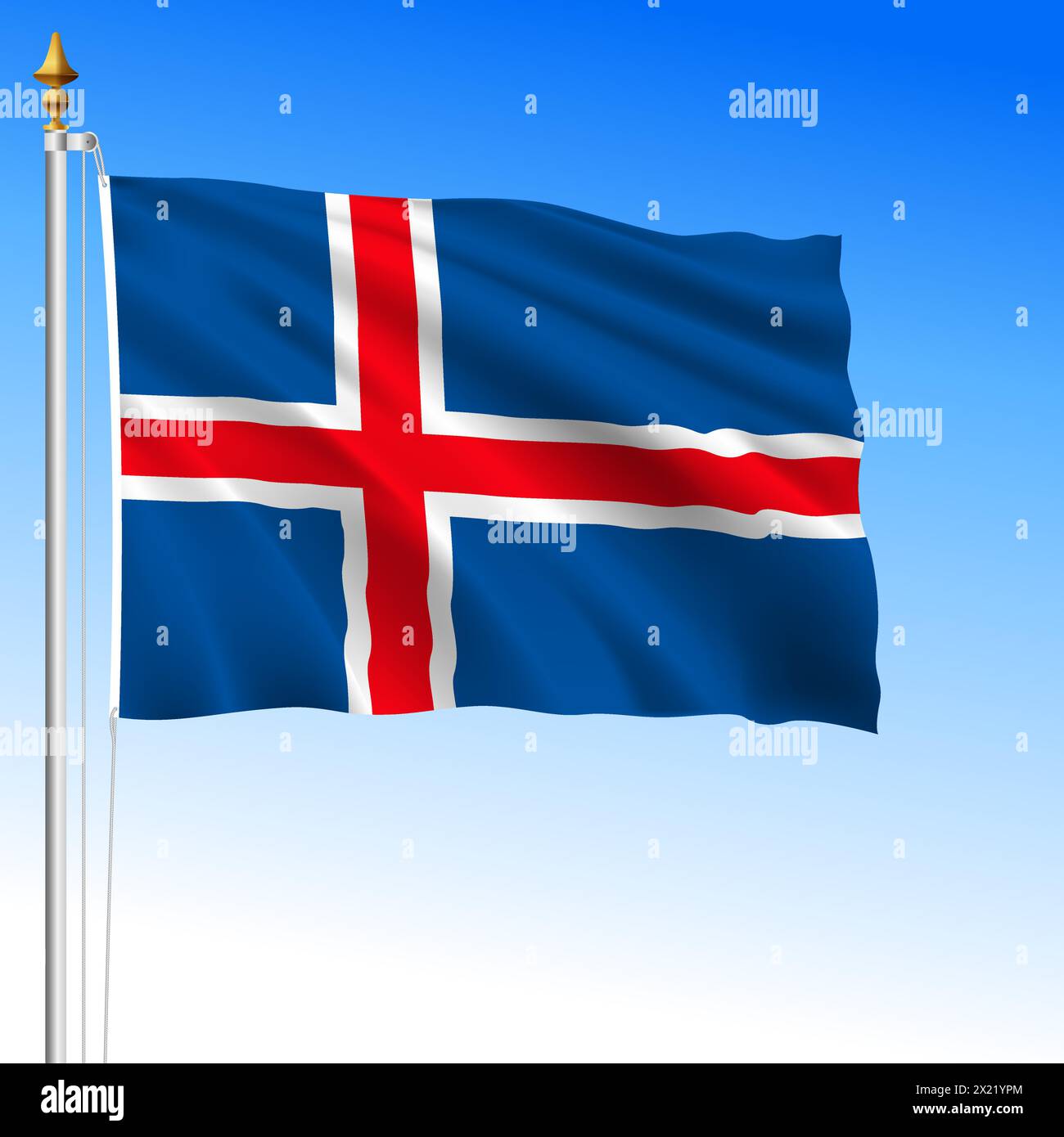 Drapeau officiel de l'Islande agitant, pays d'europe du Nord, illustration vectorielle Illustration de Vecteur