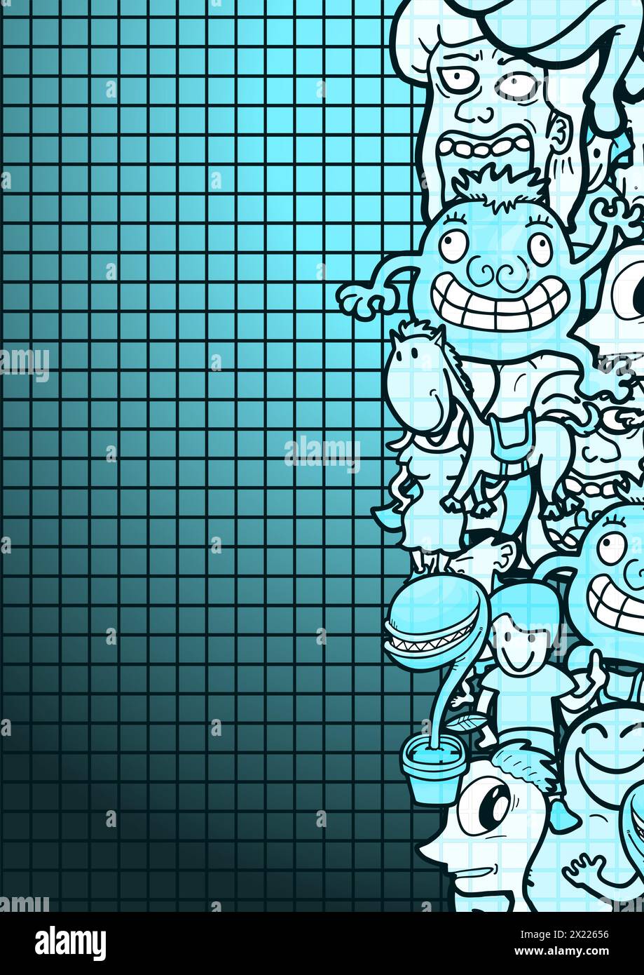 Cyan marionnette comique Illustration de Vecteur