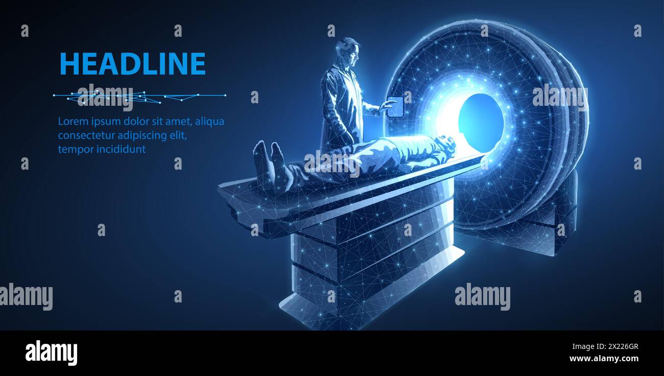 Appareil IRM. TDM tête, imagerie cérébrale, radiologie diagnostique Illustration de Vecteur
