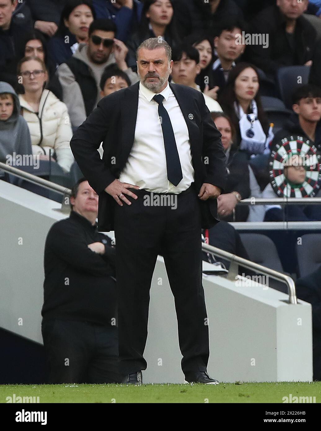 Ange Postecoglou Directeur de Tottenham Hotspur. - Tottenham Hotspur v Nottingham Forest, premier League, Tottenham Hotspur Stadium, Londres, Royaume-Uni - 7 avril 2024. Usage éditorial uniquement - des restrictions DataCo s'appliquent Banque D'Images