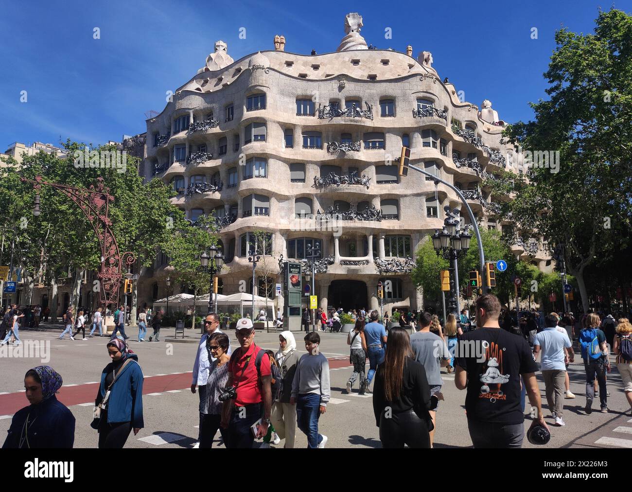 Barcelone : Casa Milà (la Pedrera), bâtiment moderniste de l'architecte Gaudí Banque D'Images