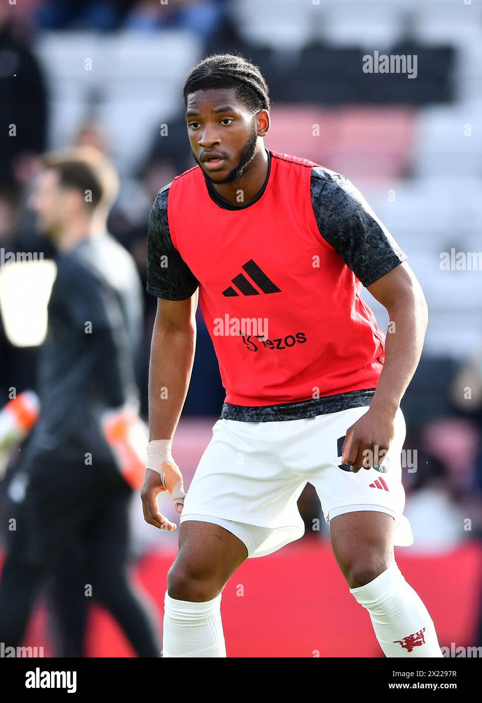 Willy Kambwala de Manchester United WARMS Up - AFC Bournemouth v Manchester United, premier League, Vitality Stadium, Bournemouth, Royaume-Uni - 13 avril 2024 usage éditorial uniquement - des restrictions DataCo s'appliquent Banque D'Images