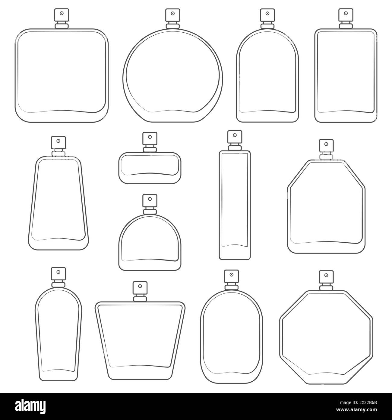 Ensemble d'illustration noir et blanc avec bouteille de spray de parfum. Objet vectoriel isolé sur fond blanc. Illustration de Vecteur