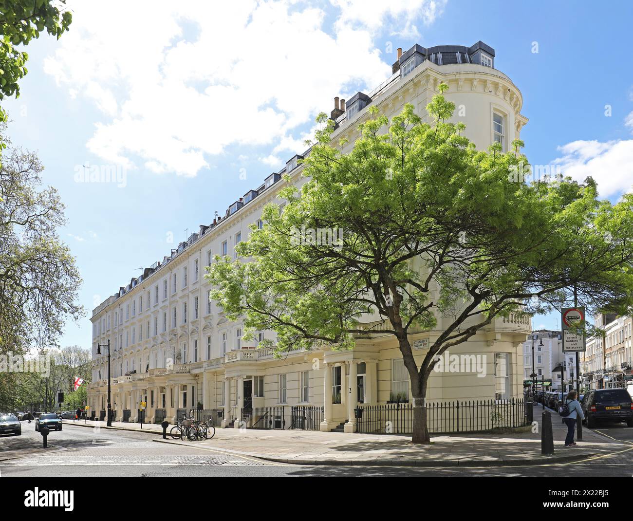 Élégantes maisons de style Régence sur St Georges Square dans le quartier de Pimlico à Londres. Une zone riche entre Westminster et Chelsea. Banque D'Images