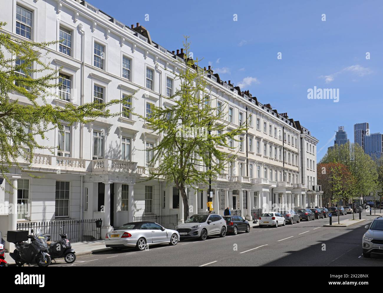 Élégantes maisons de style Régence sur Belgrave Road dans le quartier de Pimlico à Londres. Une zone riche entre Westminster et Chelsea. Banque D'Images
