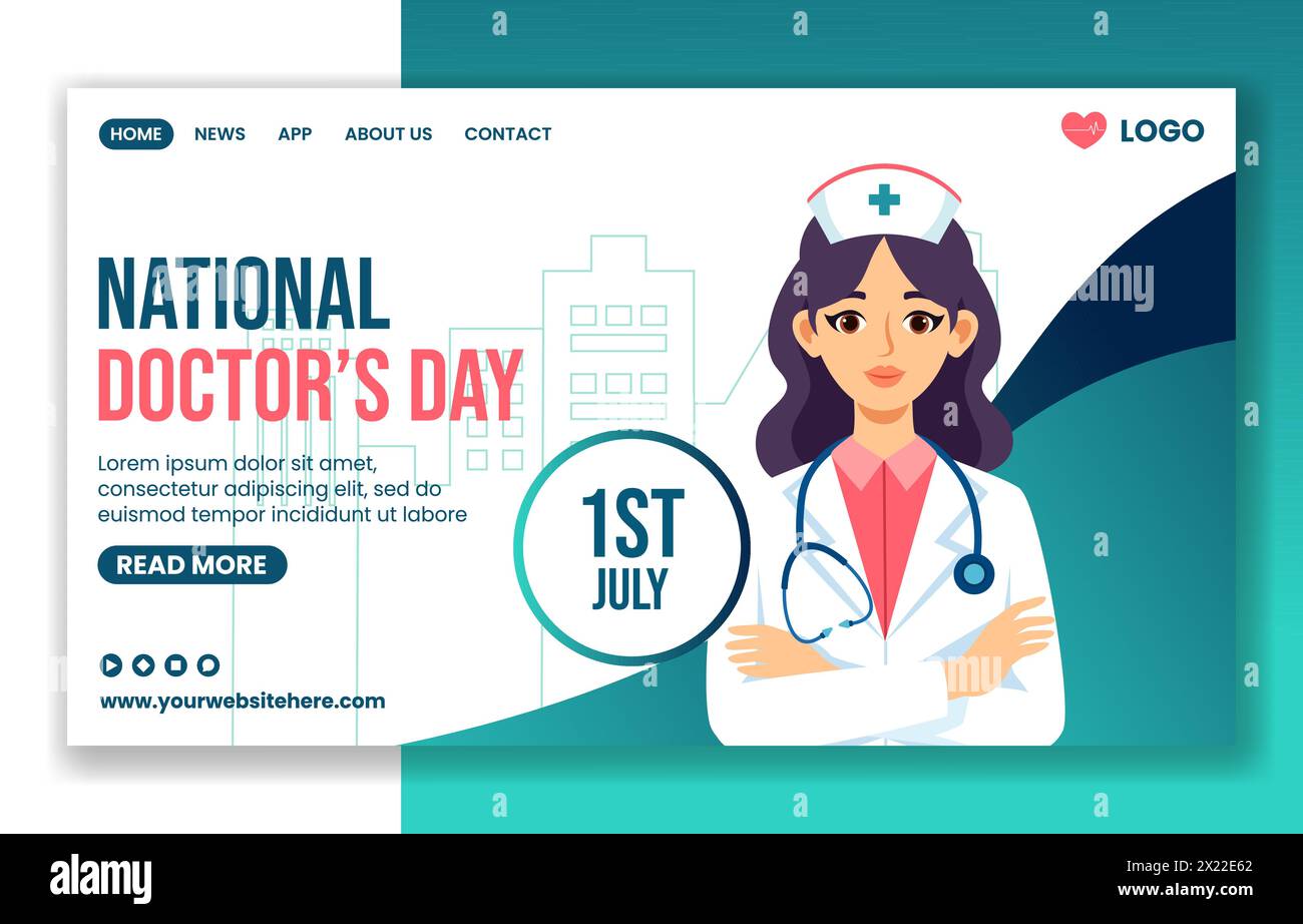 Doctors Day social Media Landing page de dessin animé modèles dessinés à la main illustration de fond Illustration de Vecteur