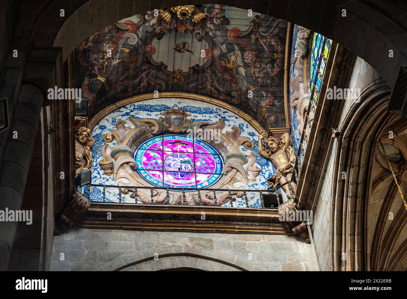 Plafond à l'intérieur de la cathédrale de Braga dans la vieille ville de Braga, Portugal Banque D'Images