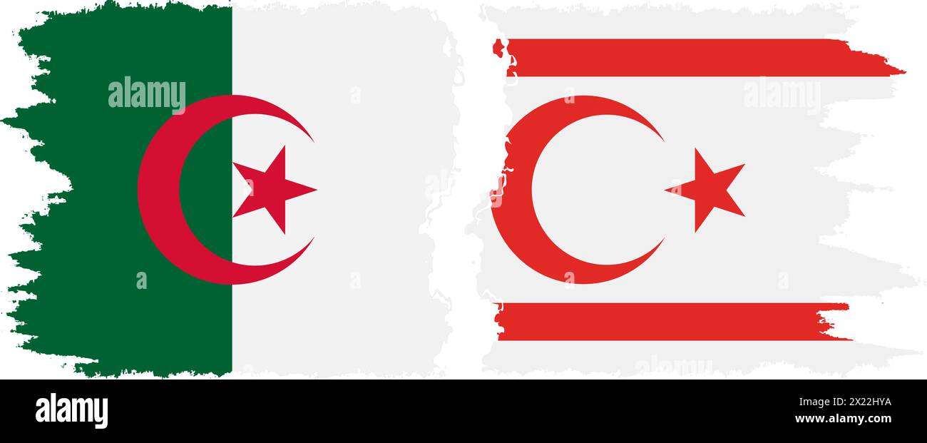 République turque de Chypre du Nord et Algérie grunge drapeaux connexion, vecteur Illustration de Vecteur