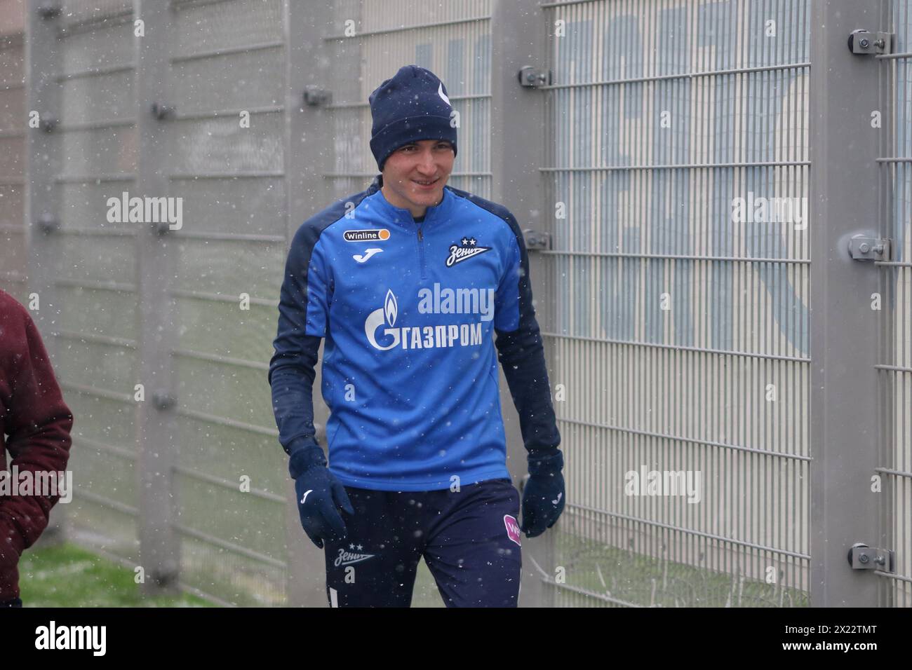 Saint-Pétersbourg, Russie. 19 avril 2024. Vyacheslav Karavaev, un joueur du club de football Zenit vu lors d'une séance d'entraînement ouverte à la base d'entraînement du Zenit FC en préparé Pétersbourg avant le match de football Zenit Saint-Pétersbourg - Orenbourg, qui se tiendra à Saint-Pétersbourg, en Russie. Crédit : SOPA images Limited/Alamy Live News Banque D'Images